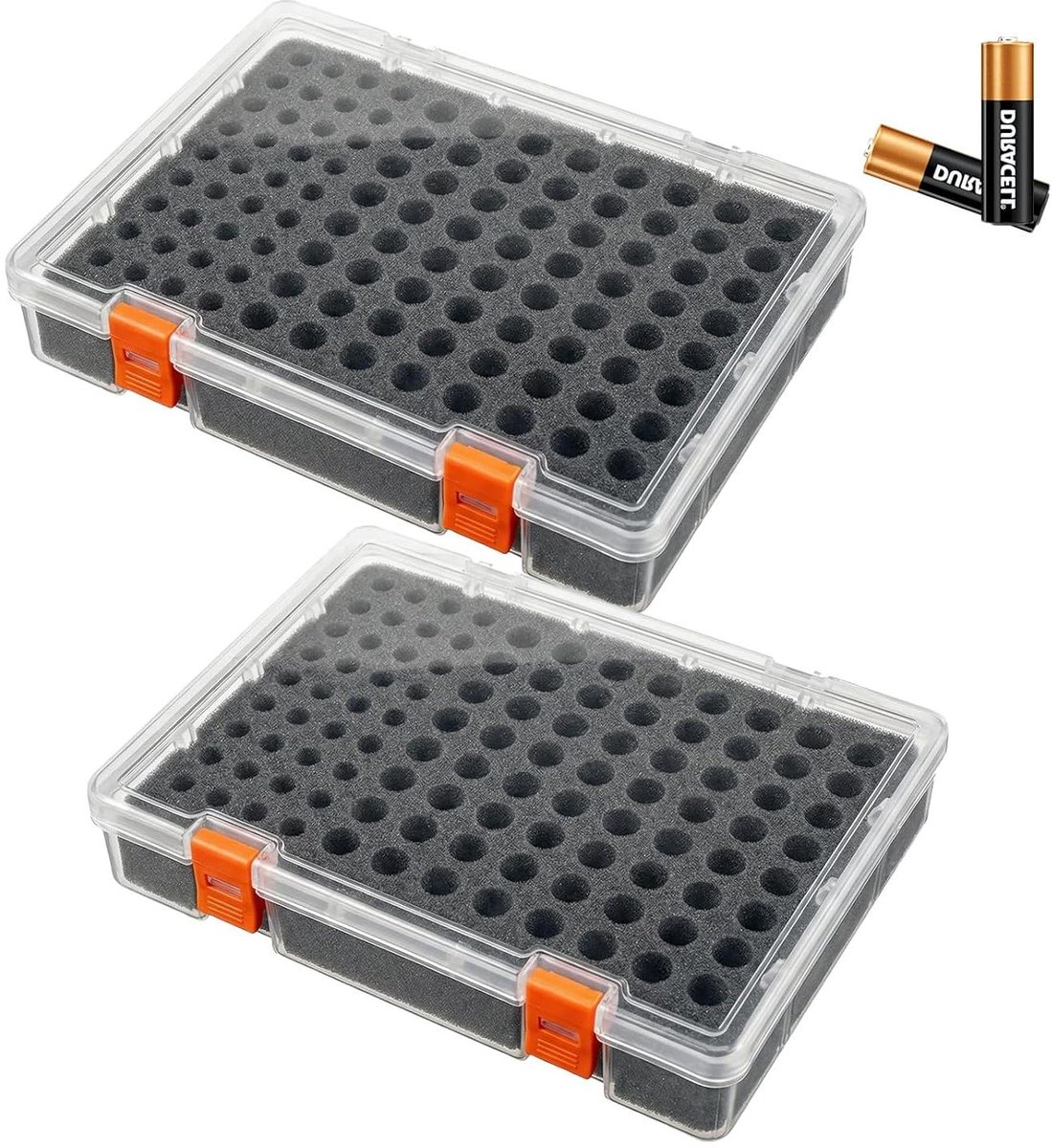 Batterijboxen Set - Batterij Organizer - Batterijen Opslag - Transparant Ontwerp - 64 AA 36 AAA - Transparant