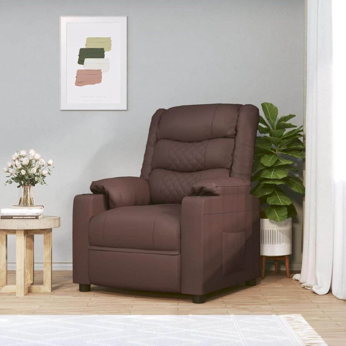 Elektrische Relaxstoel - Comfortabele Fauteuil - Ontspannen TV Kijken - Drie Ligposities - 78.5 x 95.5 x 100 cm - Bruin