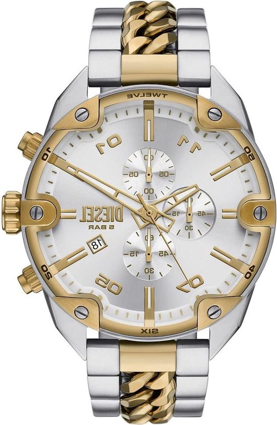 Diesel Heren Horloge - Chronograaf Polshorloge - Tijd Aanduiden - Roestvrij Stalen Band - 15 x 15 x 15 cm