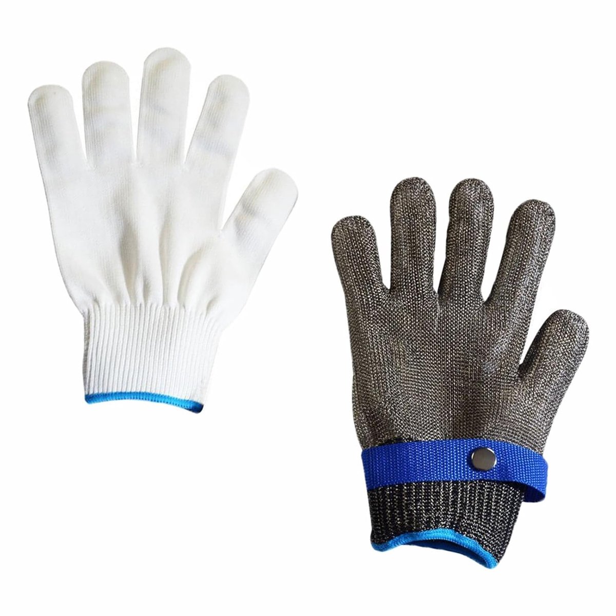 Snijbestendige Handschoenen voor de Keuken - Roestvrijstalen Oesterhandschoenen met Binnenhandschoenen (Maat L) voor Veilig Koken en Bereiden