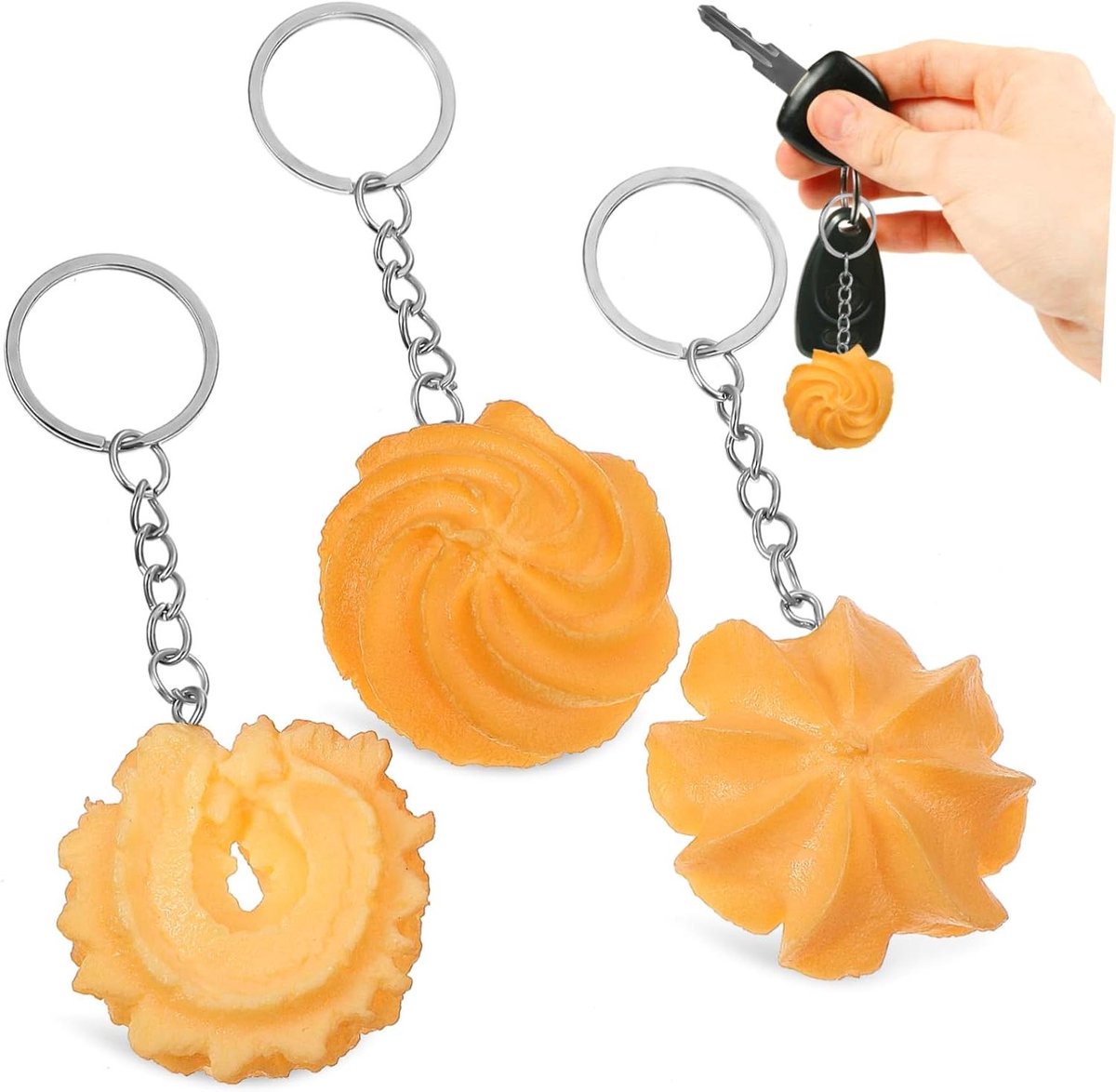 Mini Koekjes Sleutelhangers - Voedsel Decoratie - Tas Decoratie - Realistisch Design - 3 Stuks - Multicolor