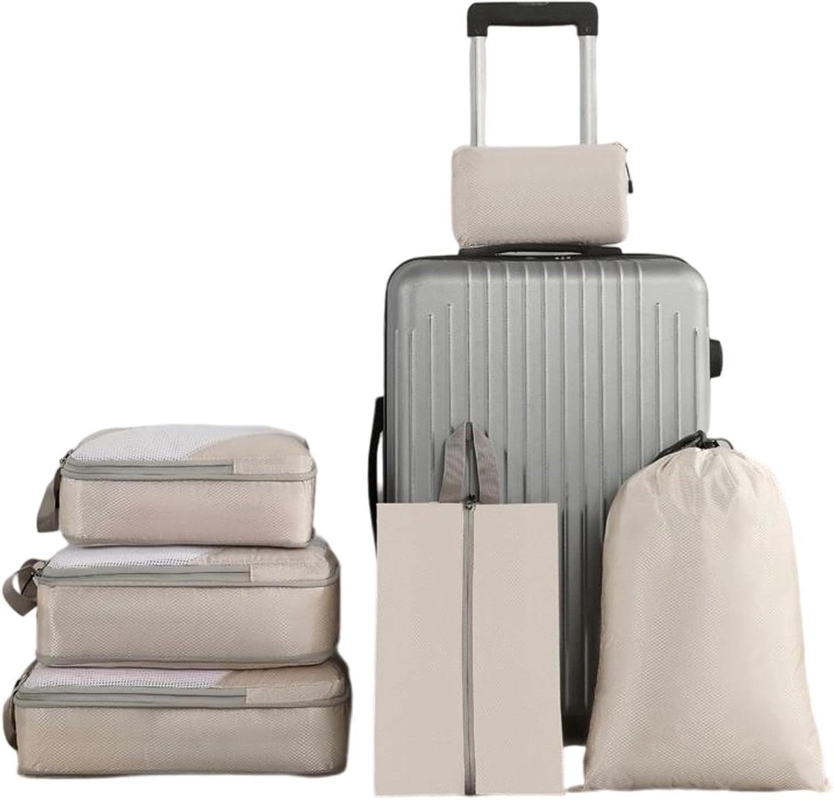Compressiezakken Set - Reisorganizers - Bagage Opslag - Ruimtebesparend Ontwerp - 6 Delig - Zwart