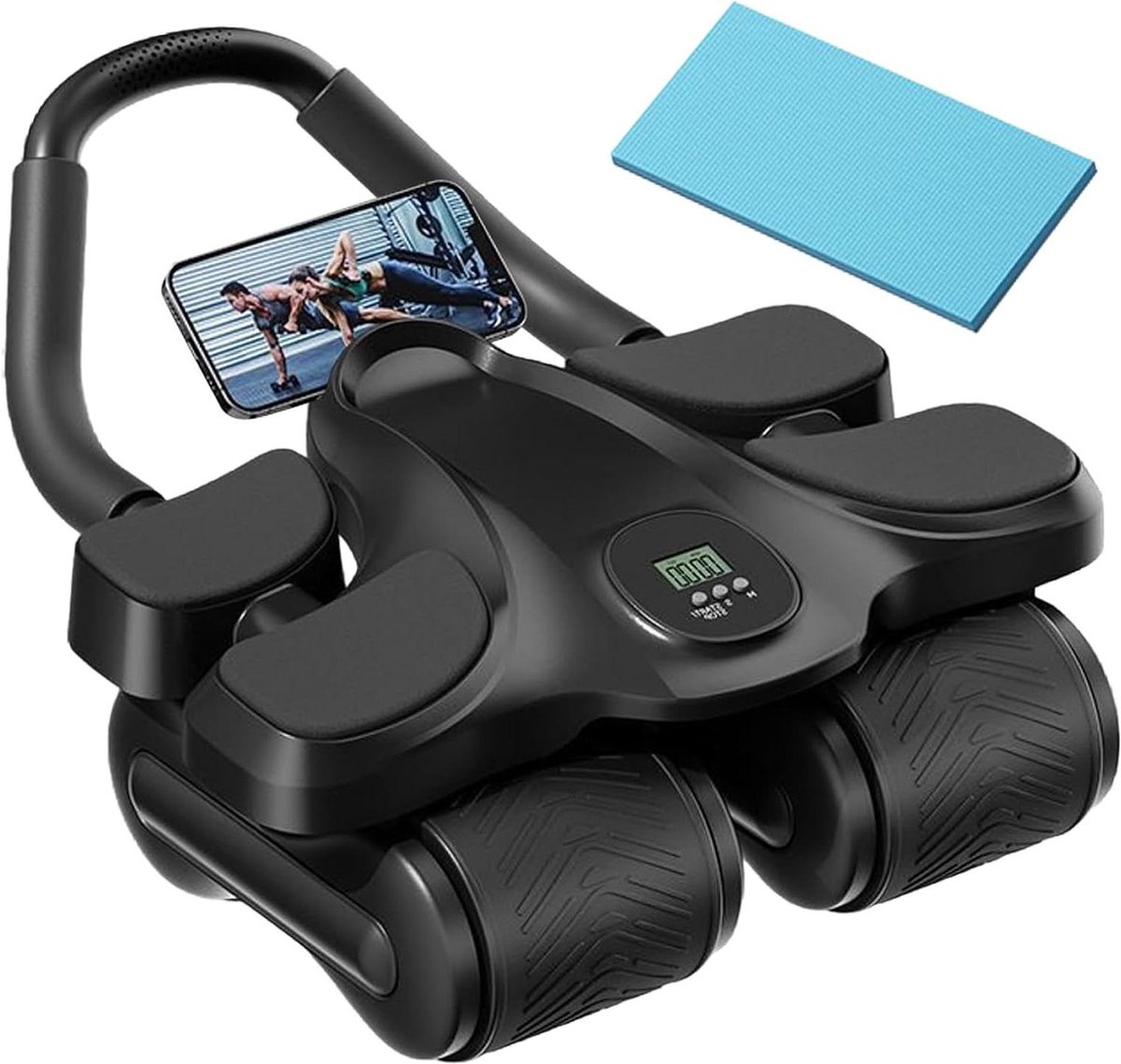Abdominale Wiel Ab Roller,met Kniebeschermer Timer Fitnessapparaat - Buikspierwiel Met Elleboogsteun,Voor Fitness En Spierversterkende Training Voor Mannen En Vrouwen, Thuisgym, Kantoor En Appartement