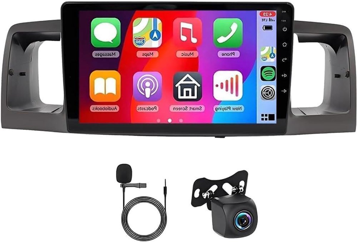 Autoradio - Dubbel Din - Navigatie Muziek - Draadloos CarPlay Android Auto - 4+64GB - Zwart