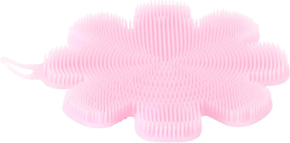 Afwasborstel - Keukenborstel - Snel Schoonmaken - Flexibel Siliconen - 12 cm - Roze