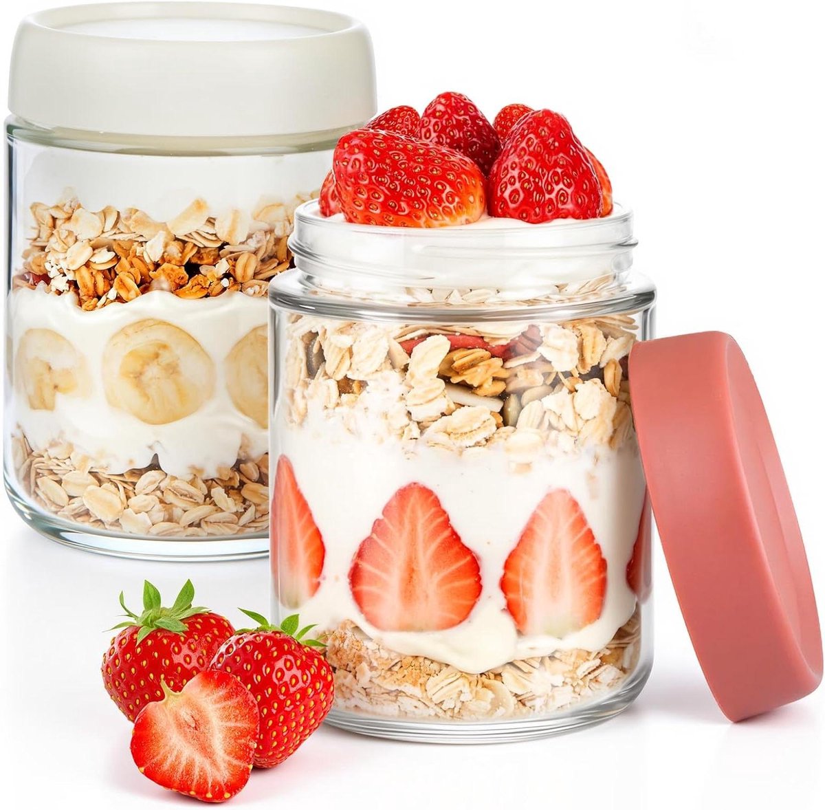 Overnight Oats Potjes - Mason Jar - Meusli Beker met Deksel - jarcontainer