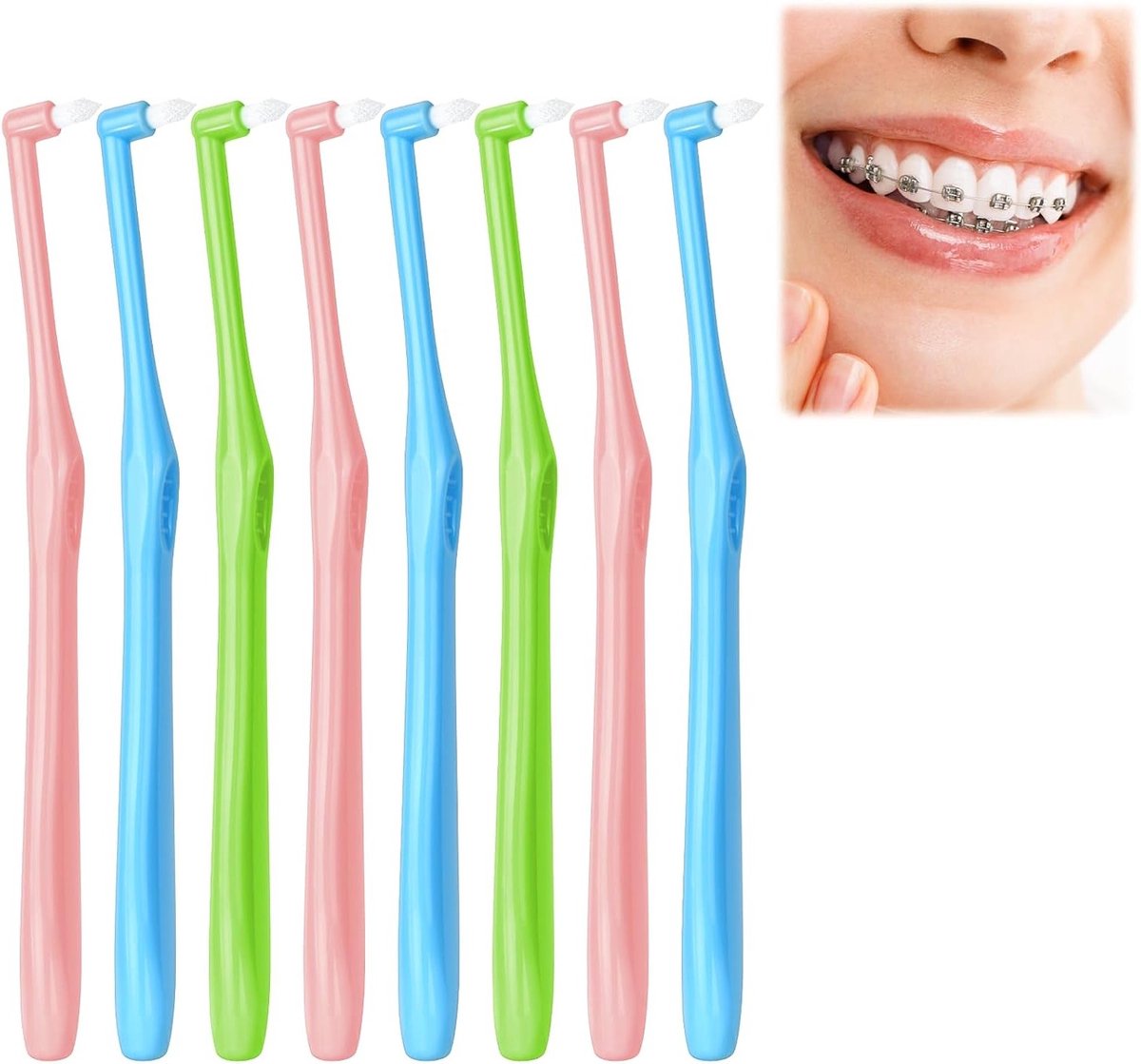 Zachte Interdentale Tandenborstels voor Orthodontische Beugels, 8 Stuks voor Nauwkeurige Reiniging en Tandheelkundige Zorg