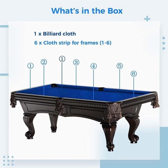 Pooltafel vilt - Biljartkleed set - Indoor sportspel - Hoge elasticiteit - 9ft - Blauw — afbeelding 4