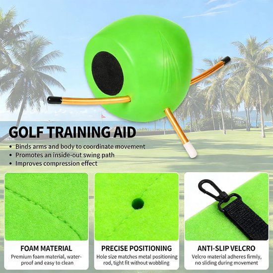 Golftrainingshulpbal, swingpraktijk die armcorrector raakt, verbindingsbal voor mannen, vrouwen, vader, grootvader, echtgenoot, beginnende golfer, outdoor en thuis golfen — afbeelding 3
