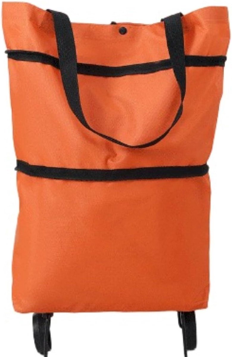 Draagbare Boodschappenwagen - Opvouwbaar Karretje - Boodschappen Doen - Soepele Stille Wielen - 30 kg Draagkracht - Oranje
