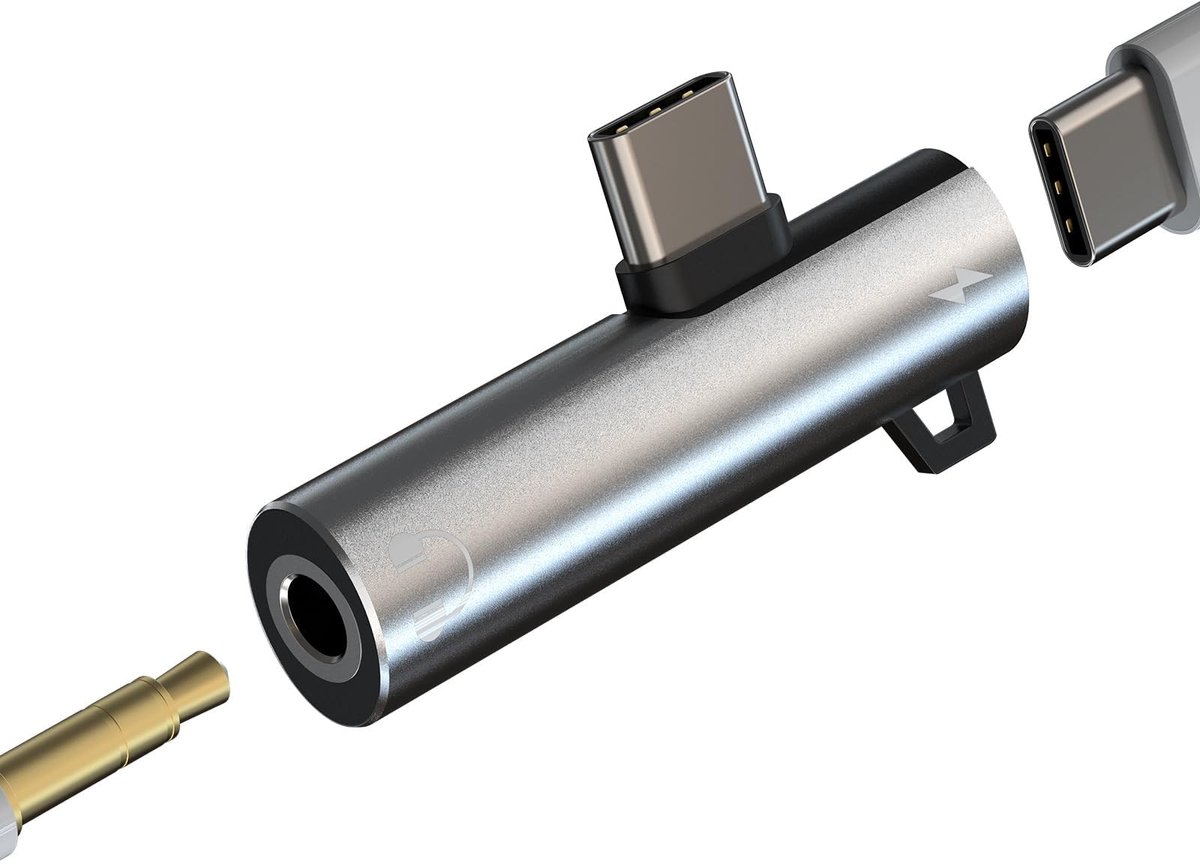 Dailygoods - USB-C naar 3,5 mm Hoofdtelefoon Adapter met Oplaadfunctie