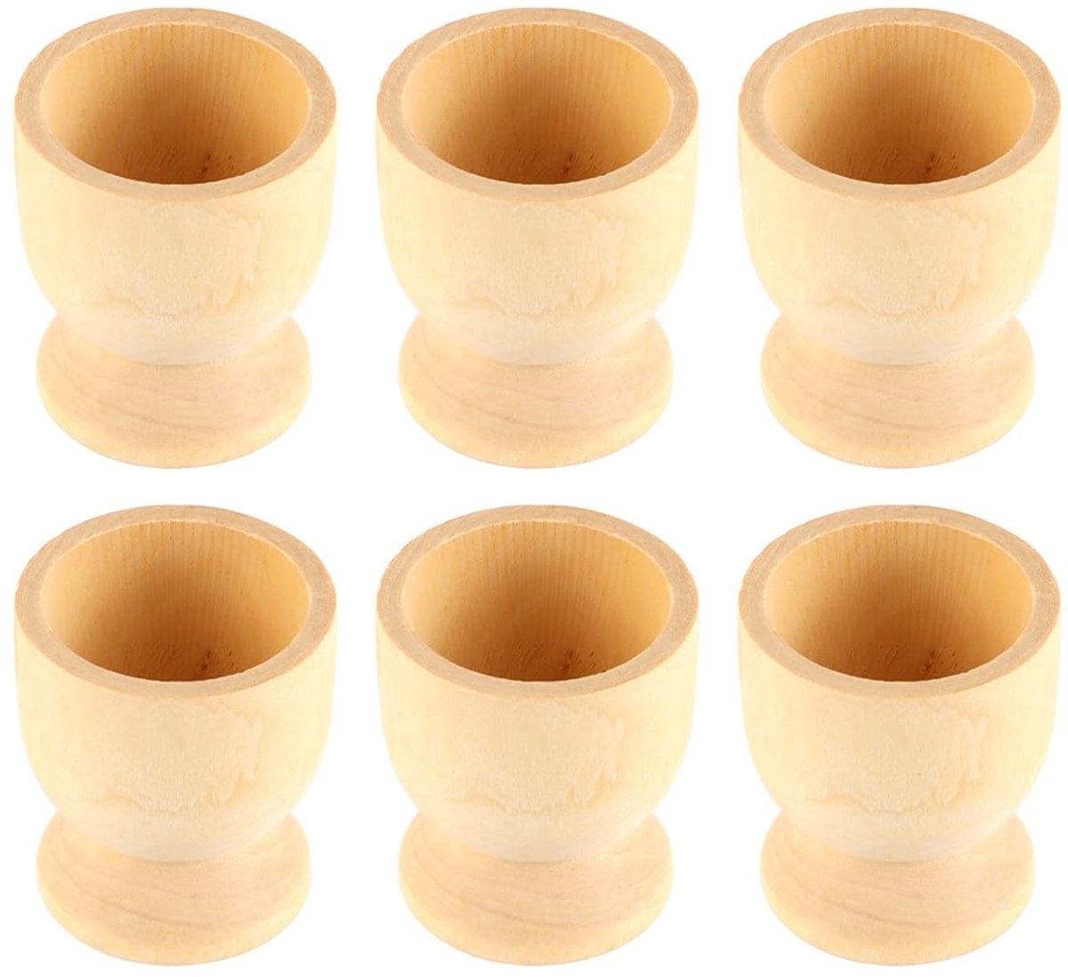Dailygoods - Set van 6 Houten Eierdopjes voor Decoratie