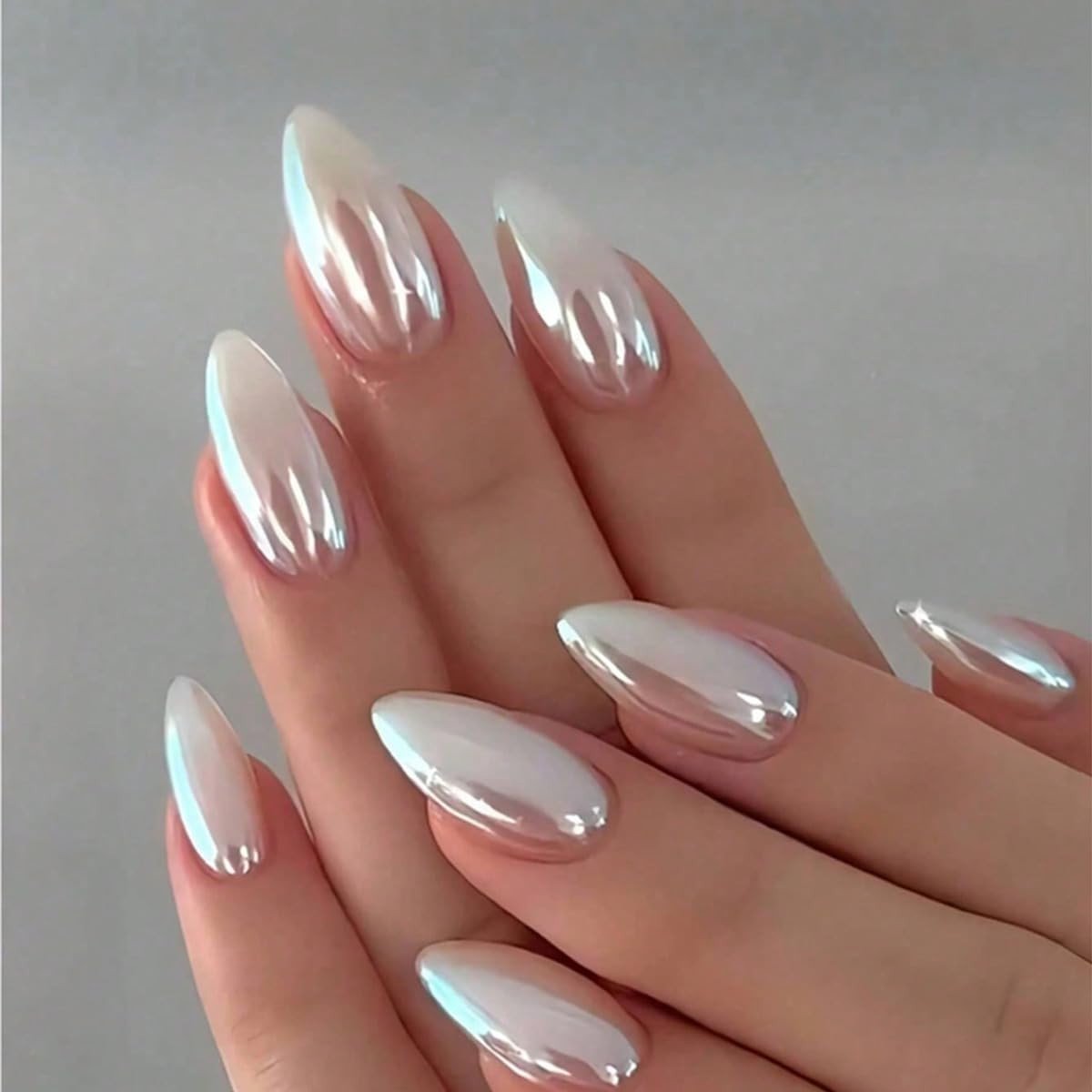 Dailygoods - 24 Stuks Witte Amandelvormige Kunstnagels voor Volledige Dekking