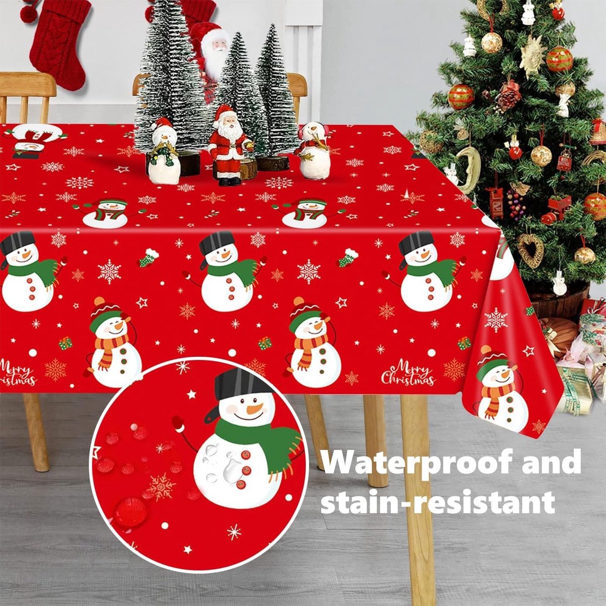 Dailygoods - Rechthoekig Kersttafelkleed met Sneeuwpopmotief