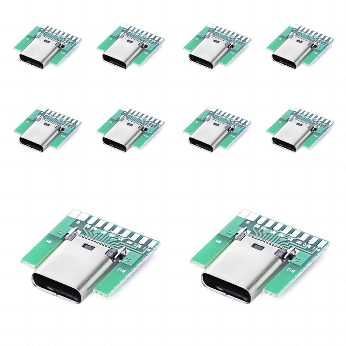 Dailygoods - 10-Pack USB C DIY Aansluiting met Printplaat voor Reparatie