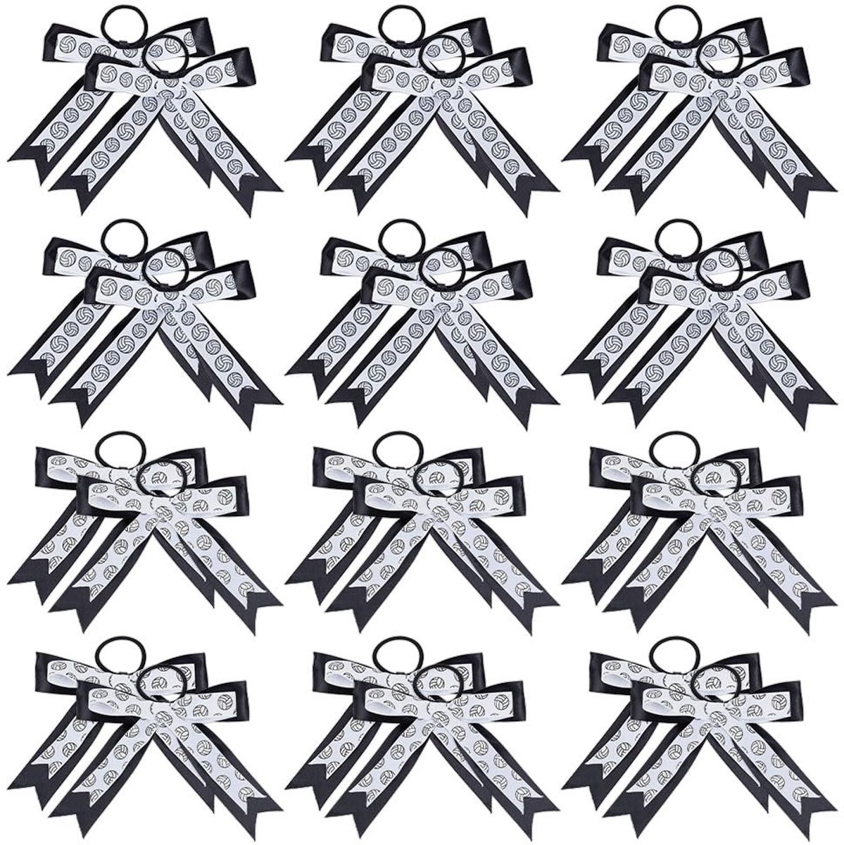 Dailygoods - 24 Stuks Haarstrikken met Sportbalpatroon voor Vrouwen