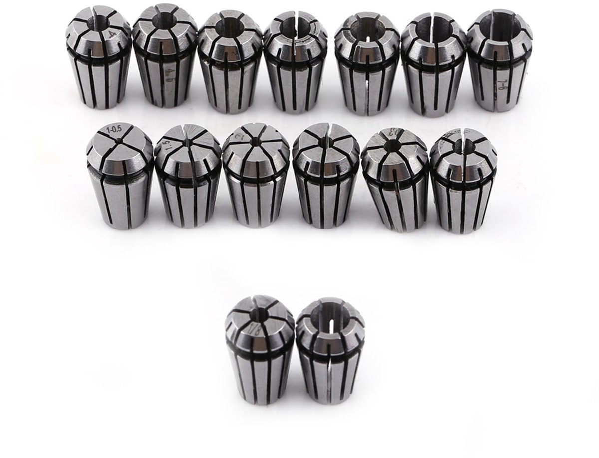 Dailygoods - Dailygoody - 15 Stks ER11 Lente Spantang Set - Graveermachine - Diverse Maten - Hoogwaardig Staal - Geschikt voor Freesdraaibank