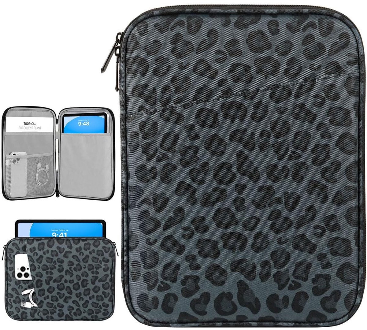 Dailygoods - Dailygoody - Tablet Sleeve Tas - Geschikt voor 9-11 Inch Tablets - Luipaard zwart - Bescherming en Stijl - Ideaal voor iPad en Galaxy Tab - Premium Kw..