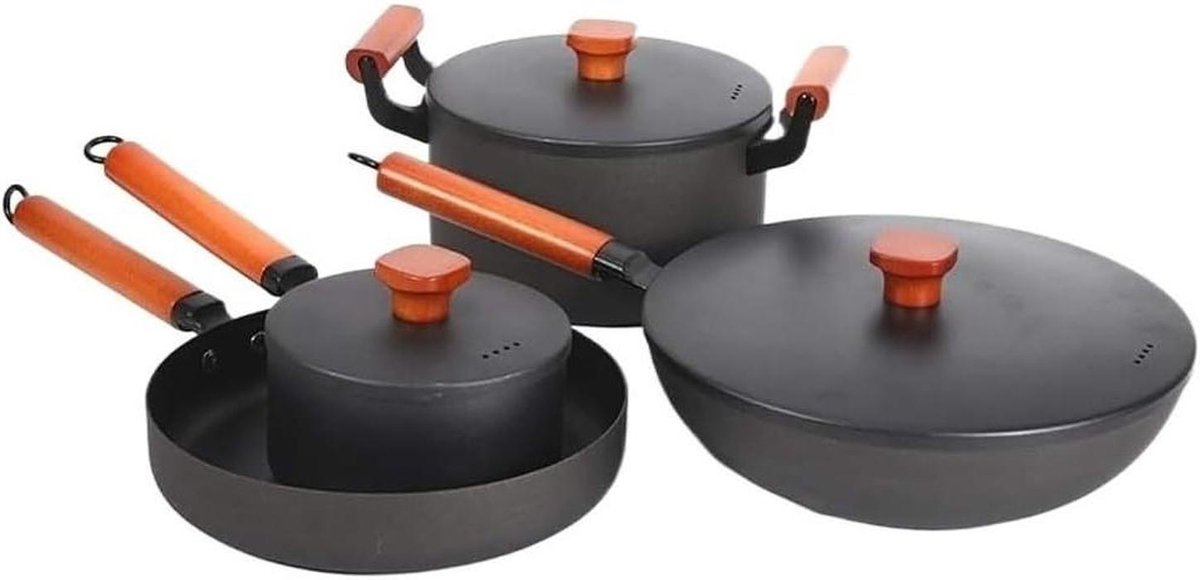 Kookpannenset - Keukengerei Set - Dagelijks Koken - Non-stick Coating - 4 Delen - Zwart