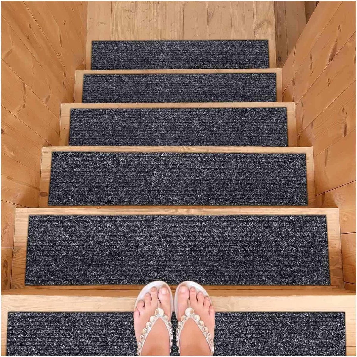 Antislip trapmatten - Tapijttegels trappen - Veiligheid verhogen - Eenvoudige installatie