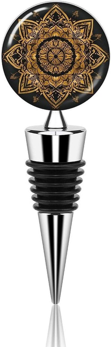 Wijnstopper Set - Flessen Kurk - Wijn Bewaren - Decoratief Ontwerp - 4 Inch - Goud Zwart