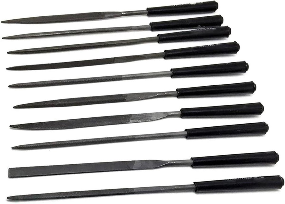 Naaldvijl Set - Gitaar Reparatie Vijlen - Gitaar Onderhoud - Diamant Gecoate Vijlen - 10 stuks 14 cm - Metaal