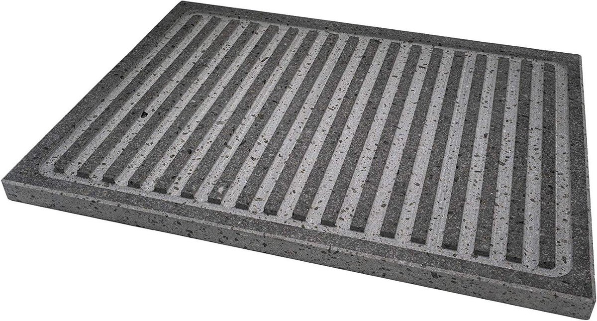 Grillplaat Lavasteen Plaat Gezond Koken Natuurlijke Etna Steen 40 x 30 cm Grijs