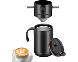 Pour Over Koffie Set - Geïsoleerde Draagbare RVS Drinkgerei,Auto Koffiezetter,Voor Reizen Buitenshuis Rugzaktoeren Kampvuur Café Wintertuin Dagelijks Binnenhuis Vakantie Feest Vakantie