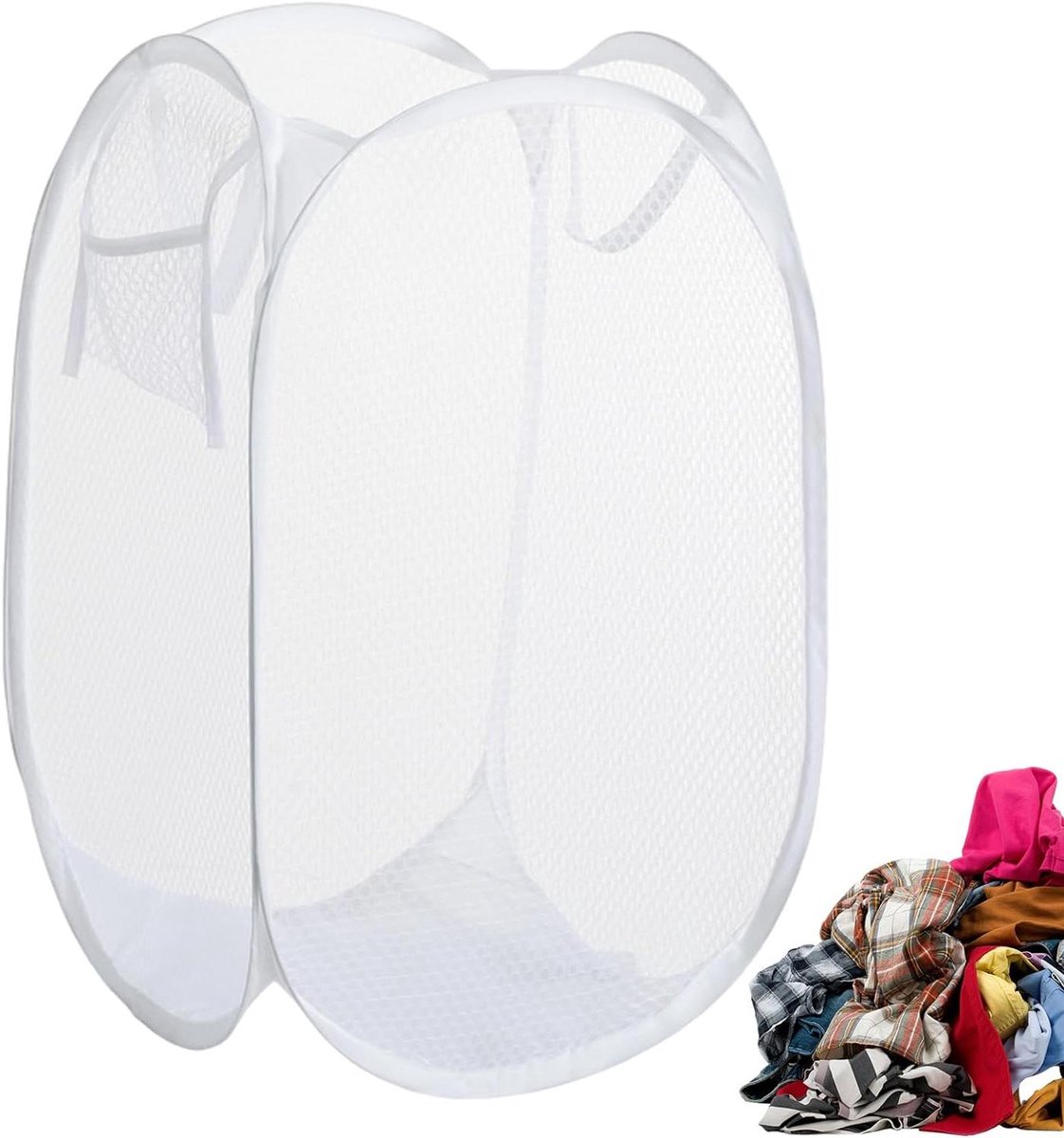 Wasmand Opvouwbare mand Kleding organiseren Ventilerend gaasontwerp 30x30x56 cm Wit