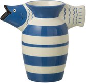 J-Line Vase Poisson Ligné Dolomite - céramique - bleu/blanc