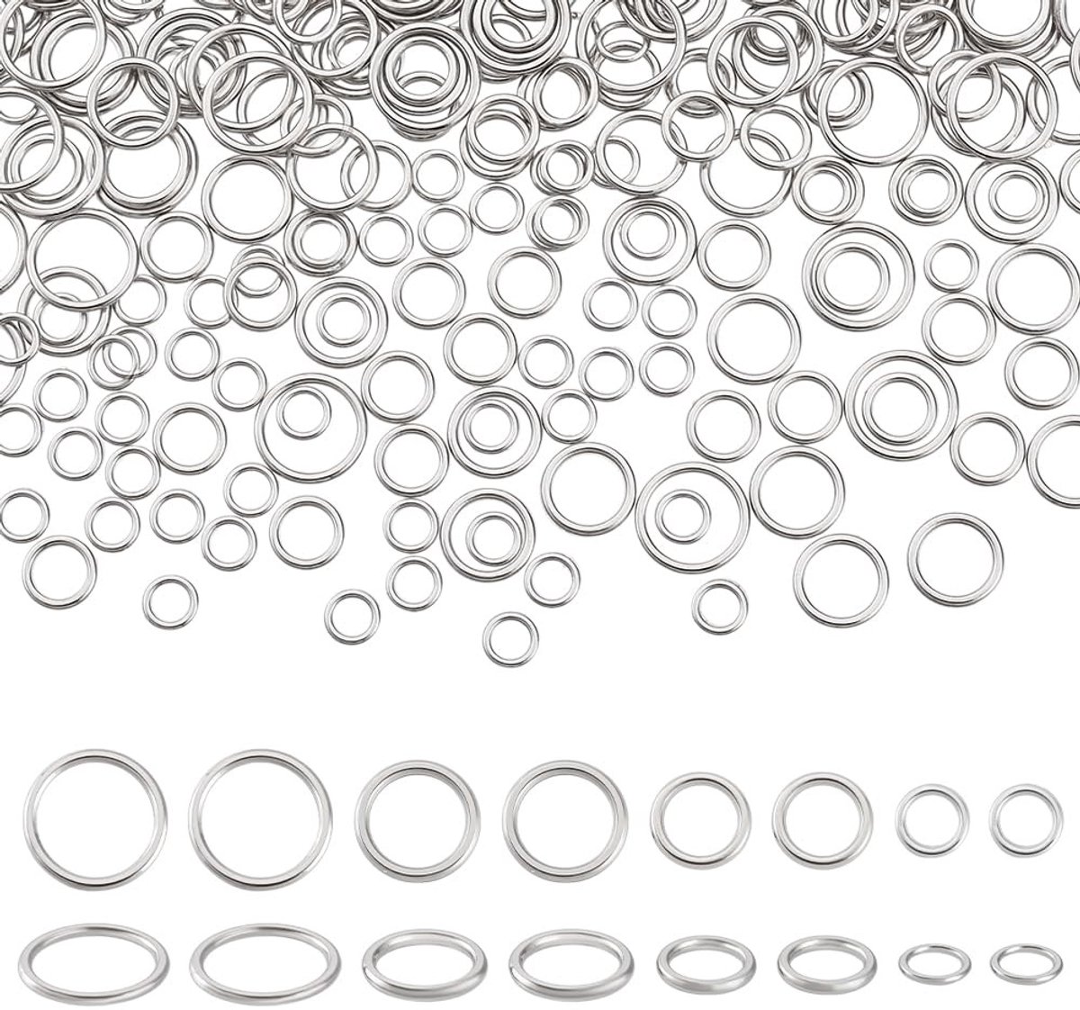 Cosensi - Set van 360 Gesloten Springringen in 4 Maten voor Sieraden Maken