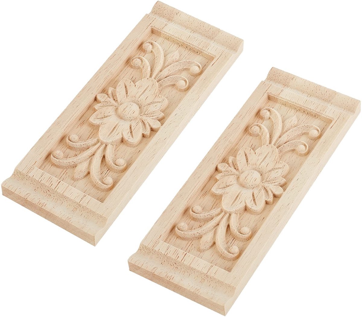 Cosensi - Dailygoody - Houten Gesneden Wandlamp Frame - Decoratie voor meubels - Ongeschilderde afwerking - Driedimensionaal effect - Geschikt voor thuis - 2 stuk