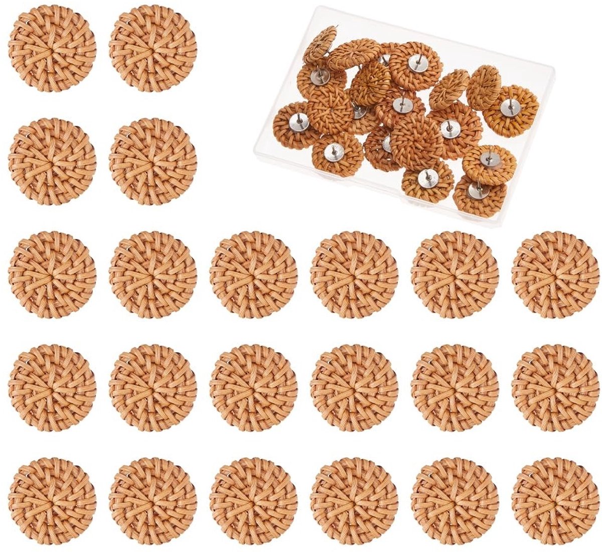 Cosensi - Dailygoods - 20 Stuks Geweven Rotan Push Pins voor Creatieve Decoratie