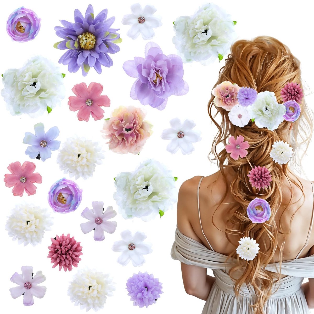 Cosensi - Dailygoods - 21 Stuks Bloemen Haarclips voor Dames