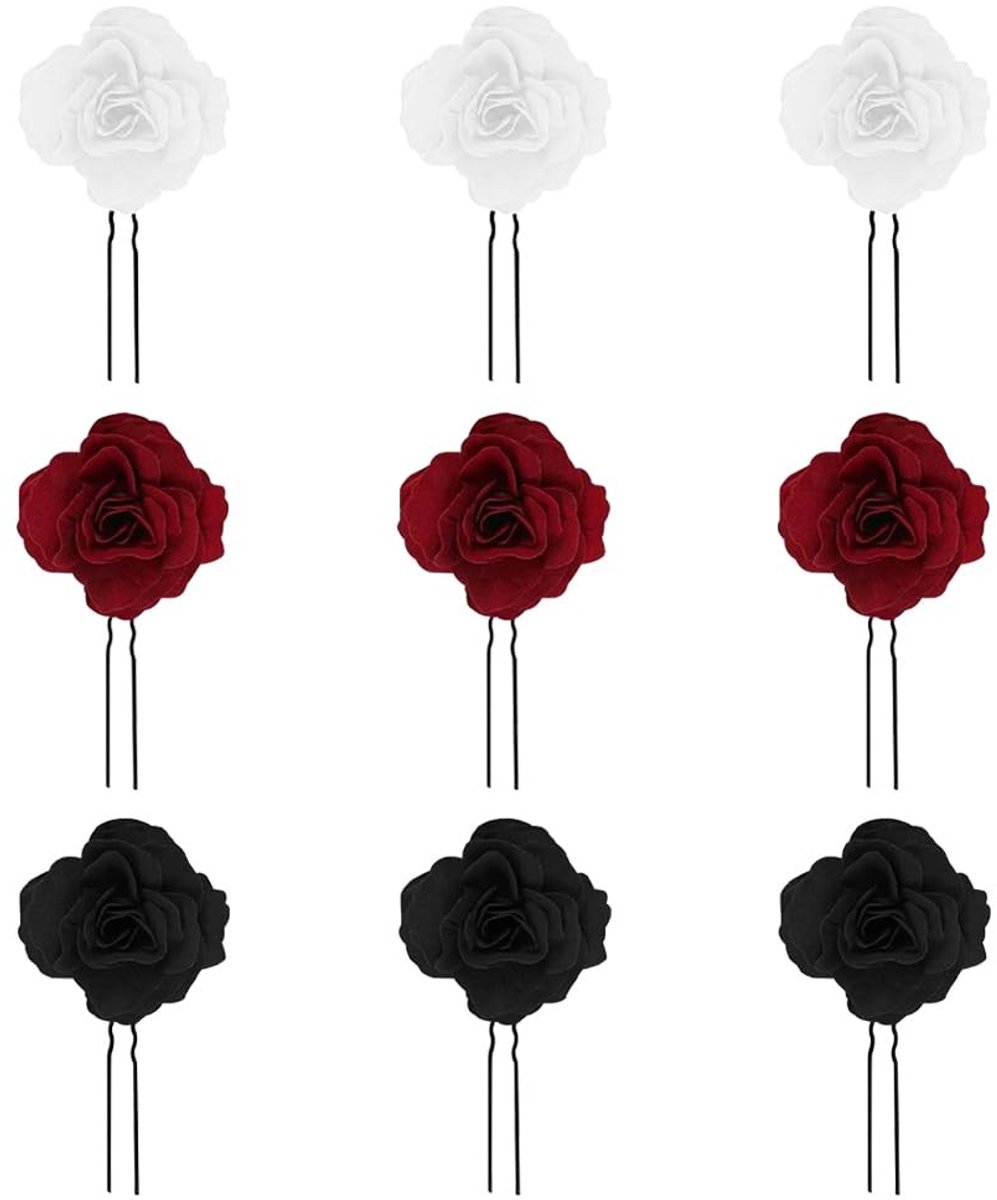 Cosensi - Dailygoods - Set van 9 Roze Haarspeldjes met Rozen voor Bruidshaar