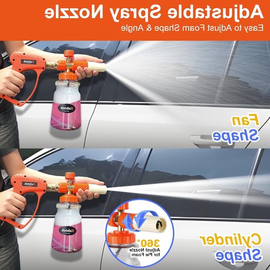 Hoge Druk Reinigingspistool 5200 PSI met Schuimkanon, 1 Liter en 6-in-1 Verstelbare Düse, Geschikt voor Karcher K1-K7 Adapter van Hoge — afbeelding 3