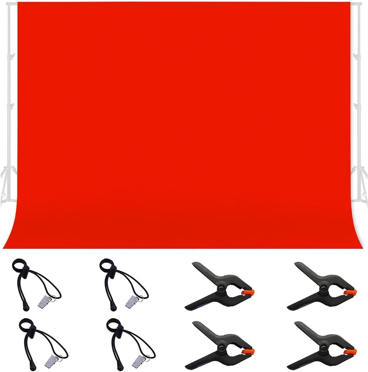 Grote Polyester Fotostudio Achtergrond Rood 3x2m Inclusief Klemmen Opvouwbaar