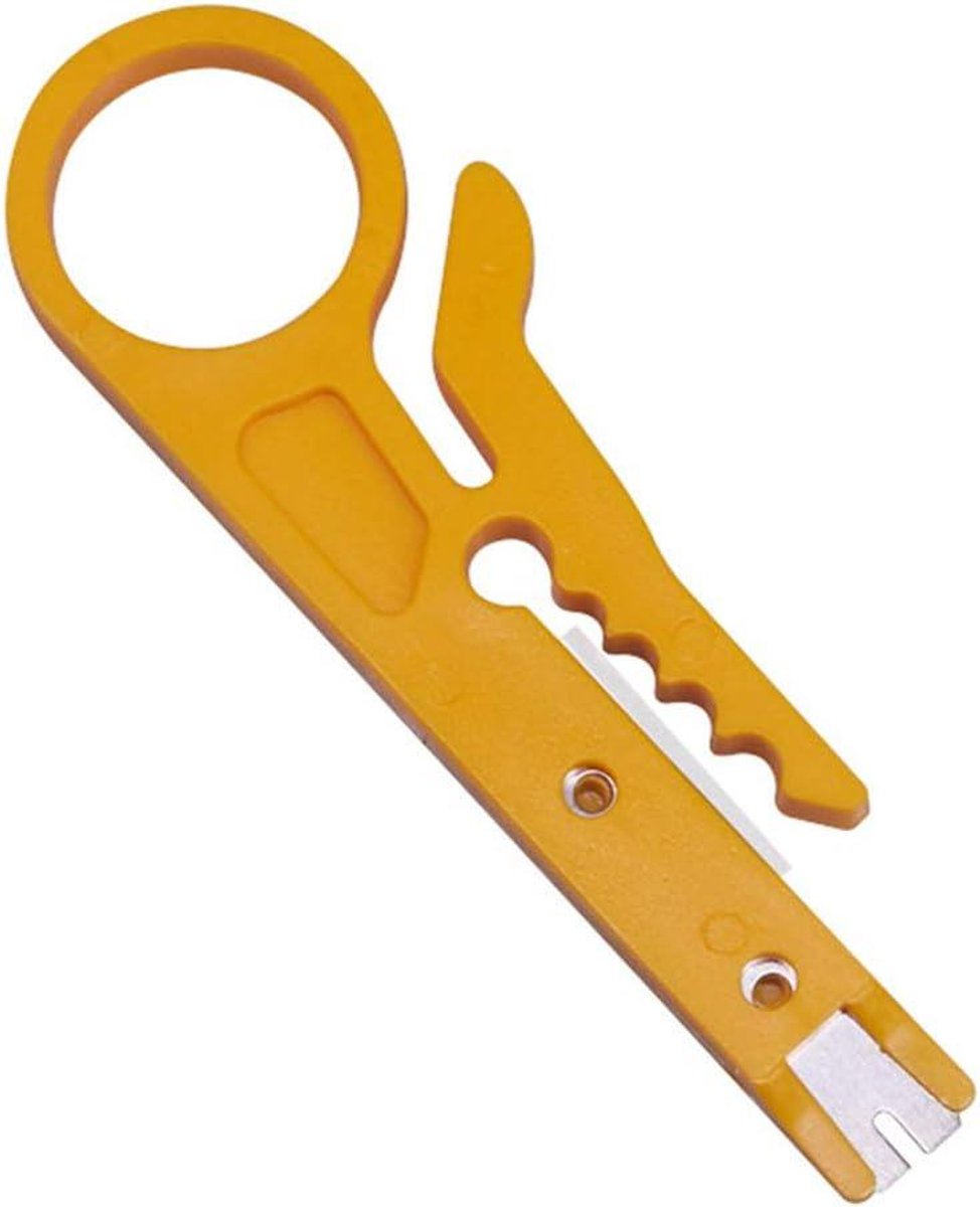 Krimptang - Draadstripper - Datakabel Afwerken - Nauwkeurige Krimpmatrijzen - 9cm - Geel