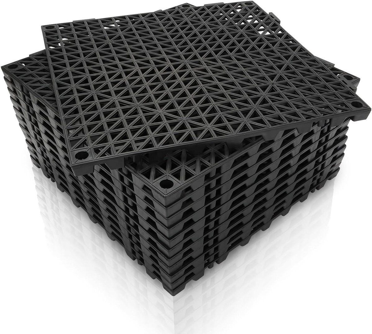 Modulaire Vloertegels - In elkaar grijpende Matten - Veilige Afvoer - Antislip PVC - 12 st