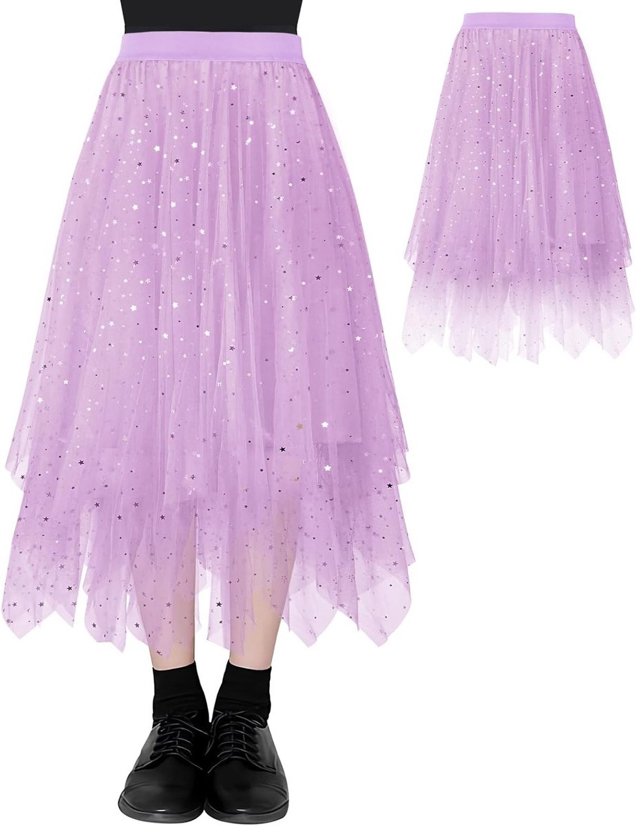 Dames Irregulaire Elastische Hoge Taille Gelaagde Rok van Tule voor Feest en Dagelijks Gebruik - A-lijn Midi Rok voor Meisjes