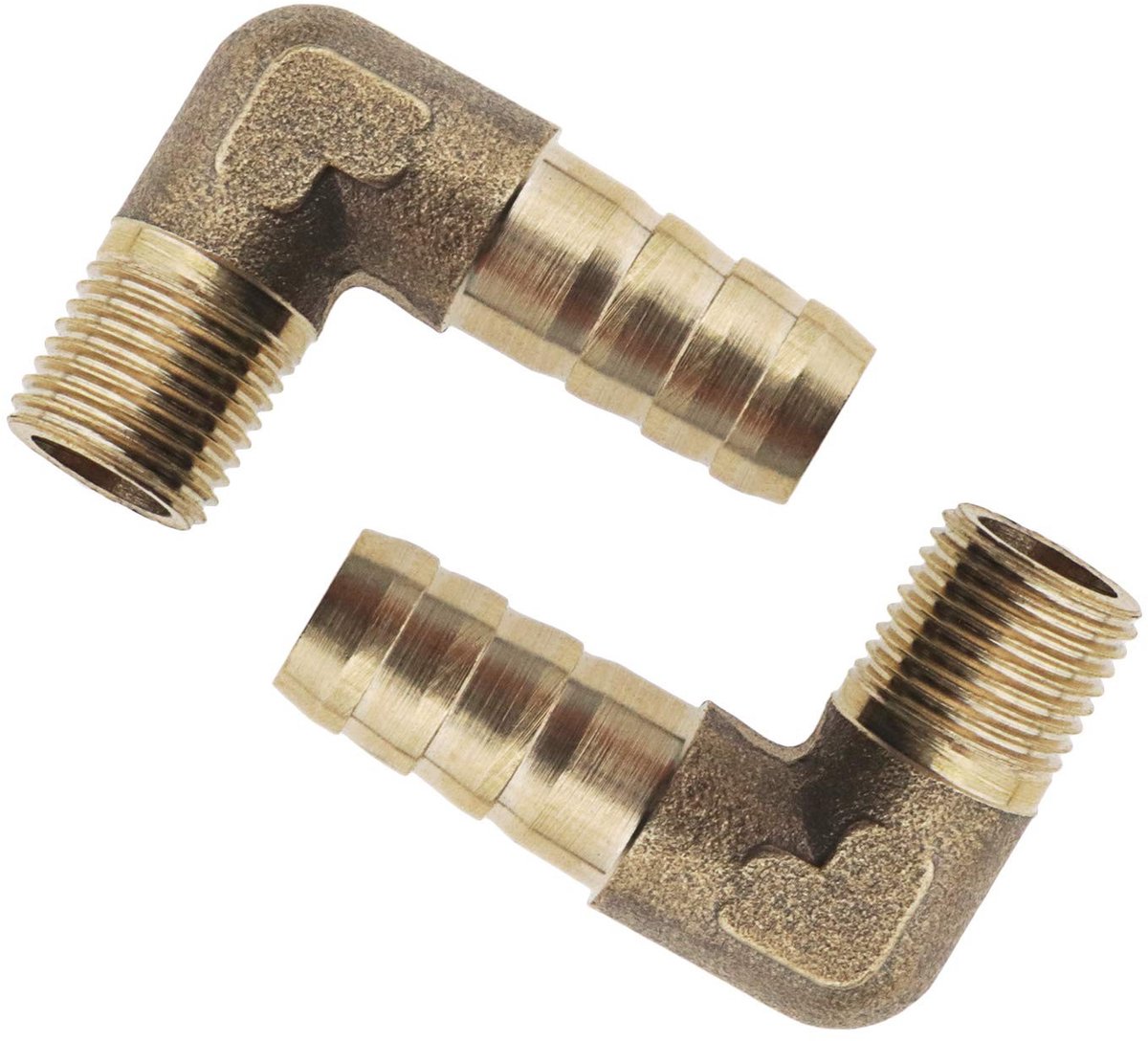 Dailygoods - Dailygoody - Prikkeldraad Pijpfitting - 90 Graden Elleboog - Messing - 8mm Slangaansluiting - Draadconnector - Geschikt voor Brandstofleiding