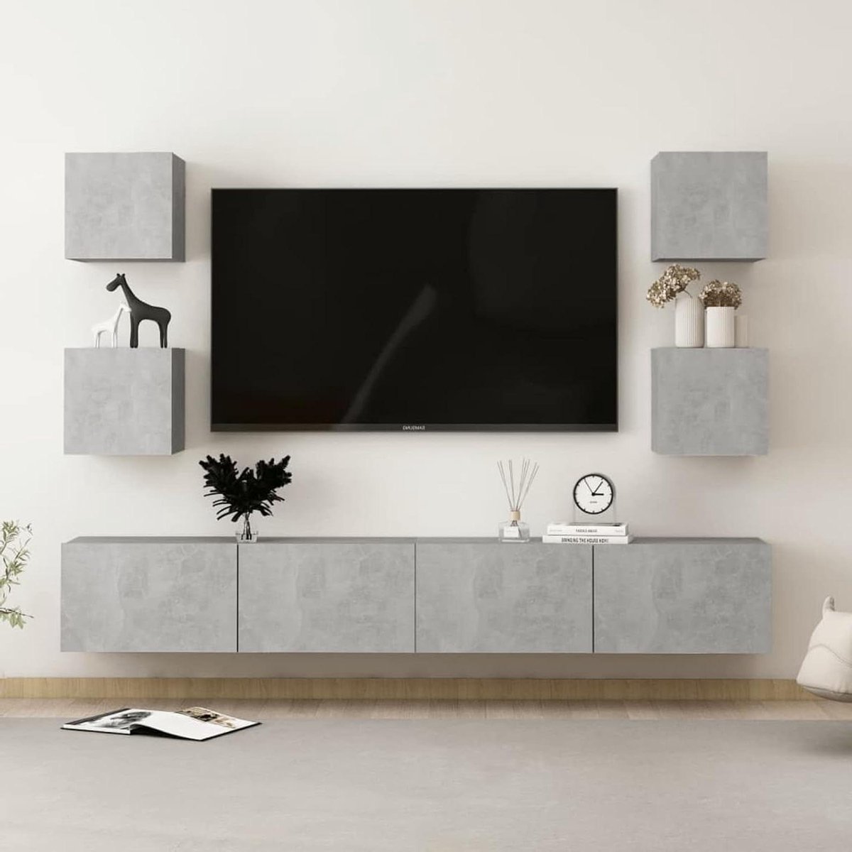 Tv-meubelset - Woonkamermeubels - Opbergen - Modieus design - 6-delig - Grijs beton