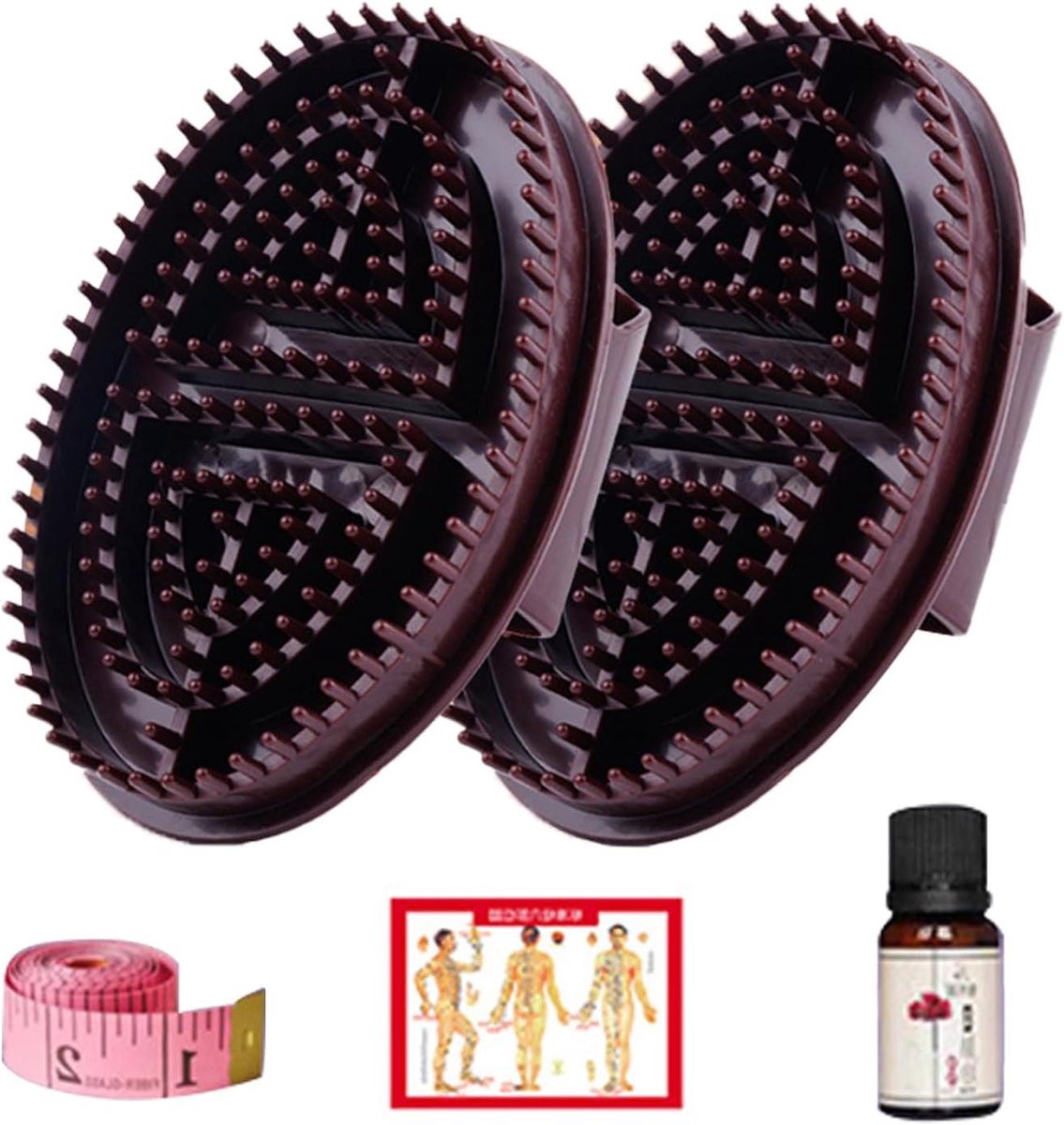 Massage Borstel Set - Meridian Borstels - Ontspanning Lichaam - Ergonomisch Ontwerp - 2 Stuks - Bruin Paars