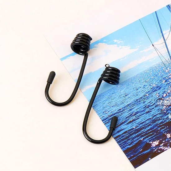 Set van 12 Spiral Hooks - Zwarte Expanderhaken voor Rubber Touw en Spanfix - Ideaal voor Tensioneren en Bevestigen van Lasten — afbeelding 4