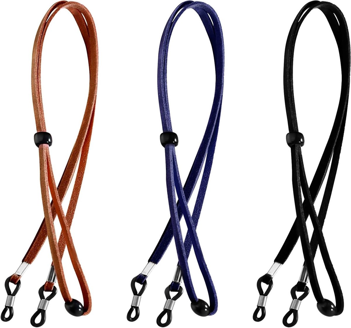 Stijlvolle brillenketting set van 3, verstelbare brillenkettingen voor dames, heren en kinderen, ideaal voor zonnebrillen en leesbrillen (70 cm)