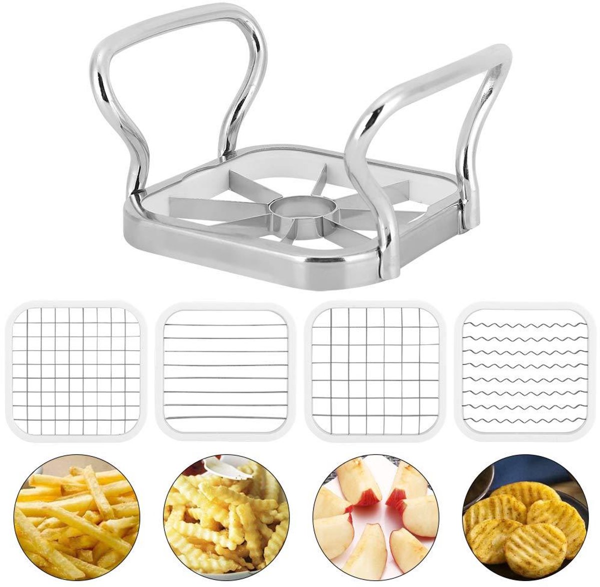 Frietmaker - Aardappelsnijder - 5-in-1 RVS - 1 Stuk - Thuisgebruik Zilver