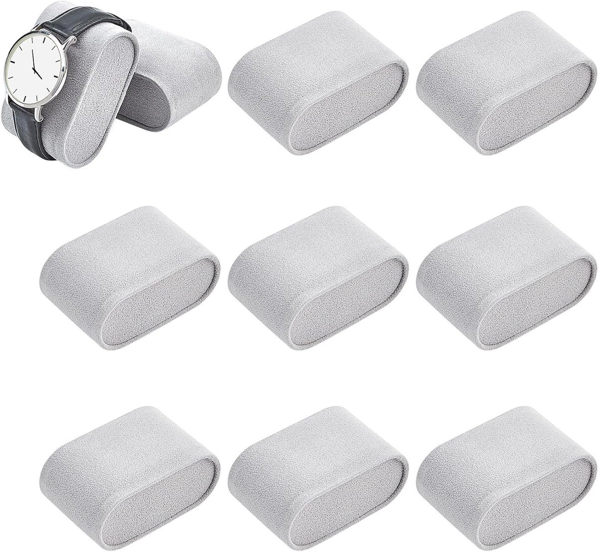 12 Stuks Fluwelen Kleine Kussen voor Horloge en Sieradenopslag - Donkergrijs, Perfect voor Horlogedozen en Display