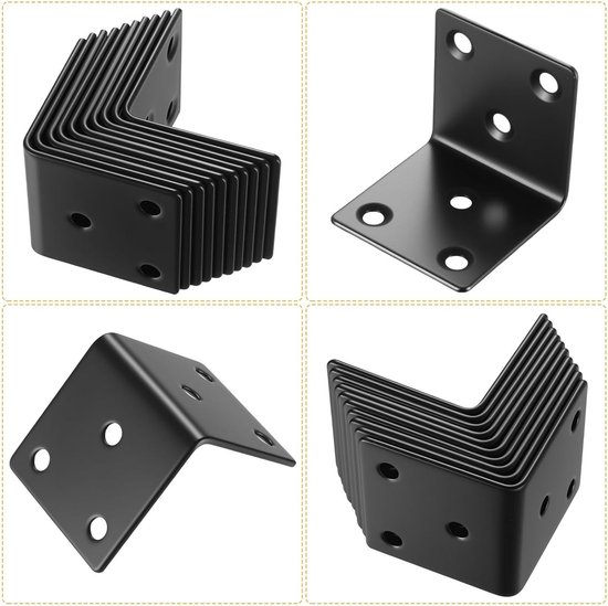10 x Zware Hoekverbinder 90 Graden, Metalen Hoekverbinder voor Hout, Stevige Gussetplaat en Montagehoek, Ideaal voor Meubelconstructie en Klussen (40 x 40 x 40 mm) — afbeelding 4