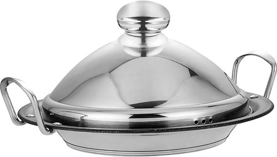 Signature Home, Tajinepan van Roestvrij Staal 26cm met Koepelvormig Stoomdeksel, Zilver — afbeelding 2