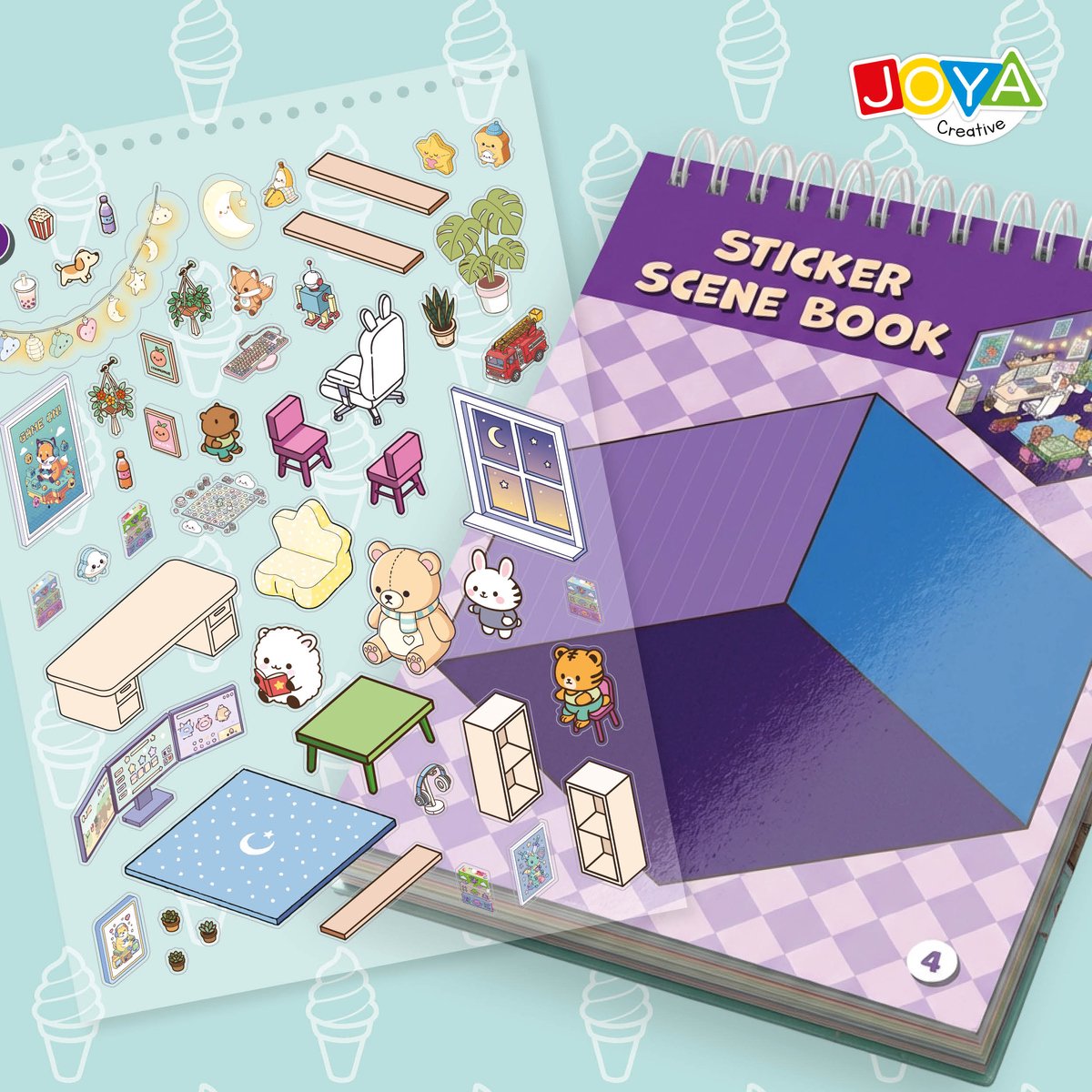 Joya Creative Stickerboek Scene 3D - 4in1 Sticker Scene Book - Stickerboek Volwassenen en Kinderen - 80 Scenes - Hardcover met Ringband — afbeelding 9